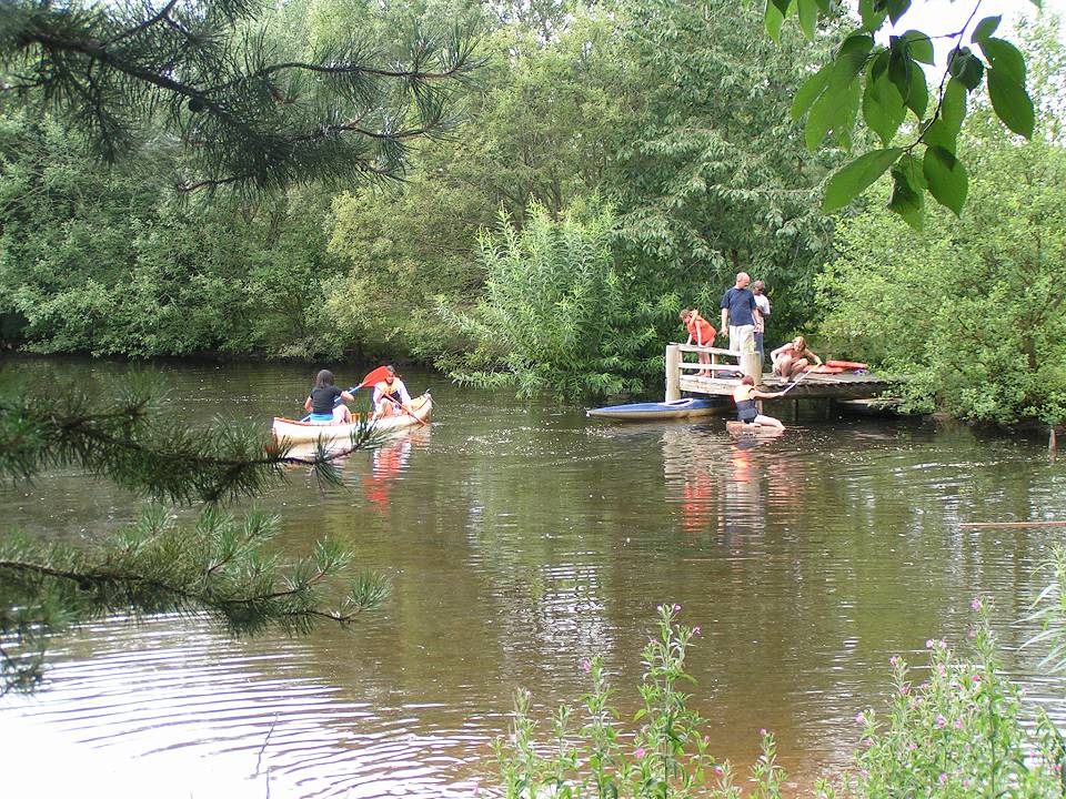 Boating on the lake in summer